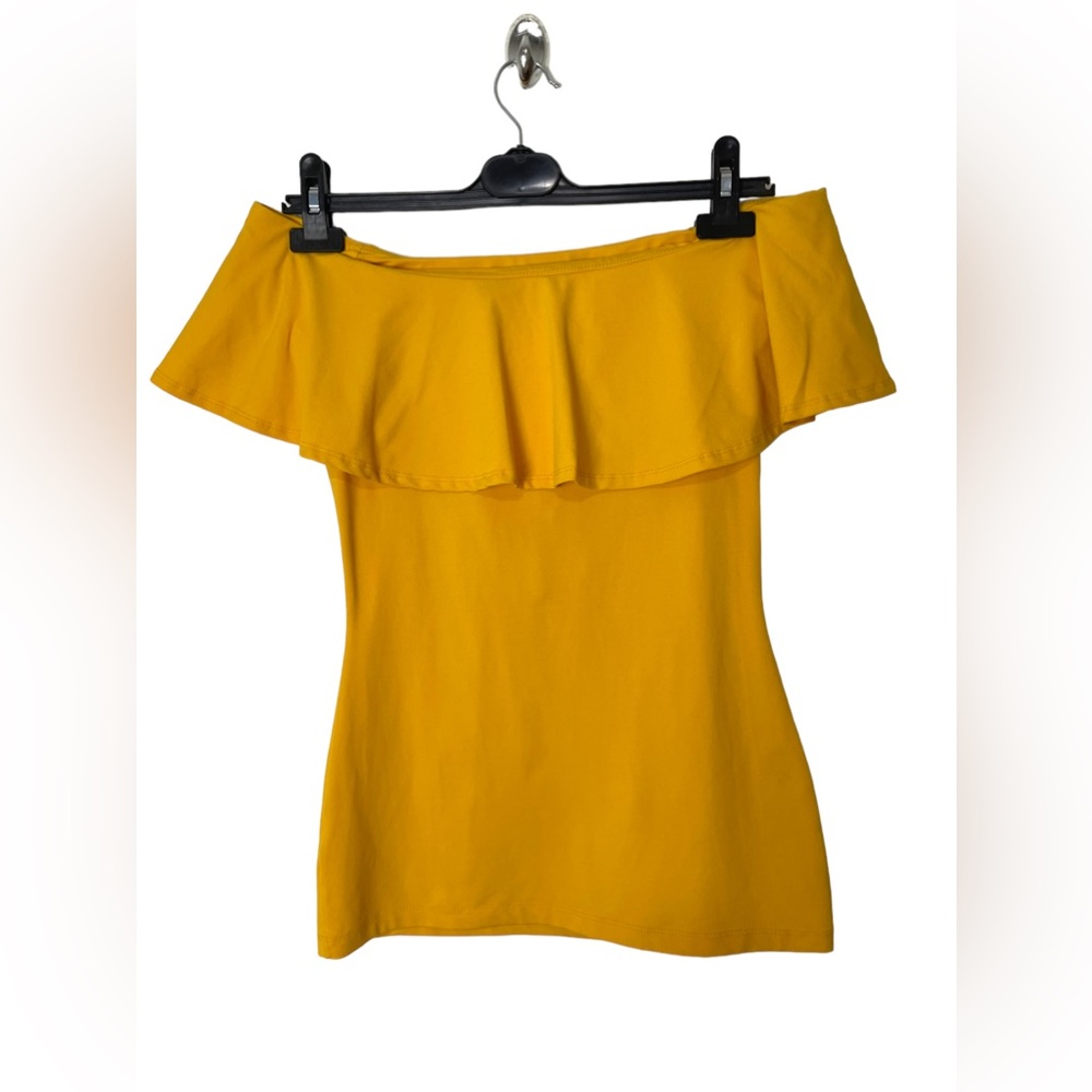 Susana Monaco Off The Shoulder Top Size Small Ruffle Yellow Mustard Color